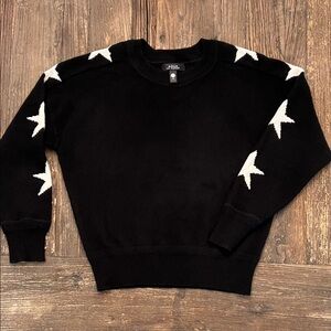 Aqua Black Cashmere Sweater with White Star Details size 9-10 great condition